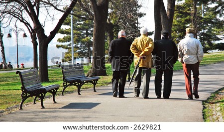 Old man walking in park