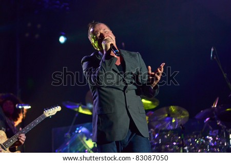 BELGRADE, SERBIA-AUGUST 18: Jim Kerr the core of the band Simple Minds performs at the Belgrade Beer Fest on August 18, 2011 in Belgrade, Serbia.