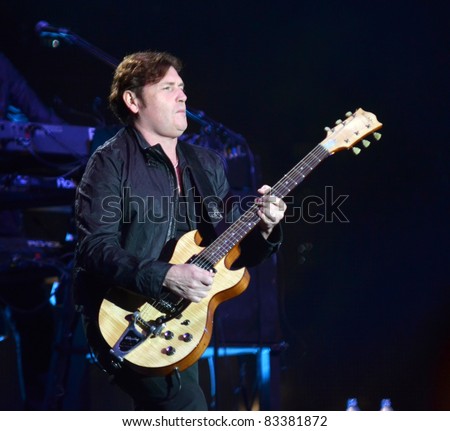 BELGRADE, SERBIA-AUGUST 18: Charlie Burchill, the core of the band Simple Minds, performs at the Belgrade Beer Fest on August 18, 2011 in Belgrade, Serbia.