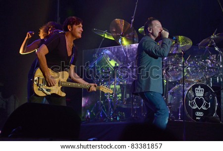 BELGRADE, SERBIA-AUGUST 18: Jim Kerr and Charlie Burchill, the core of the band Simple Minds, perform at the Belgrade Beer Fest on August 18, 2011 in Belgrade, Serbia