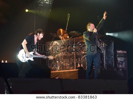 BELGRADE, SERBIA-AUGUST 18: Jim Kerr and Charlie Burchill, the core of the band Simple Minds, perform at the Belgrade Beer Fest on August 18, 2011 in Belgrade, Serbia