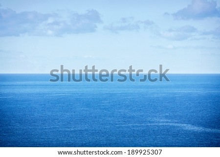 Beautiful sunny sea view, Blue sea and sky with clouds