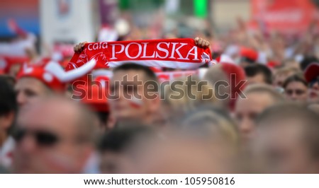 WROCLAW, POLAND - JUNE 16:  Polish fans in Fanzone before match Euro 2012 Poland - Czech Republic on June 16, 2012 in Wroclaw, Poland. Zone for the fans UEFA EURO Championship.