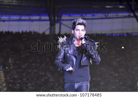 WROCLAW, POLAND - JULY 7: Queen + Adam Lambert concert during the Rock Festival in Wroclaw on July 7, 2012 in Wroclaw, Poland.
