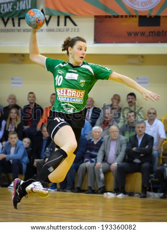 LUBIN, POLAND - MAY 17, 2014: Marta Gega during final match PGNiG Superleague Women in handball  between KGHM Metraco Zaglebie Lubin - MKS Selgros Lublin (28:22).