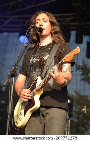 BOLKOW, POLAND - JULY 19, 2014: Concert band Alcest during Castle Party dark independent festival. Castle  Party is annual festival with the gothic, rock and electro music.