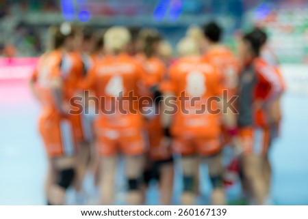 Blurred women handball team.