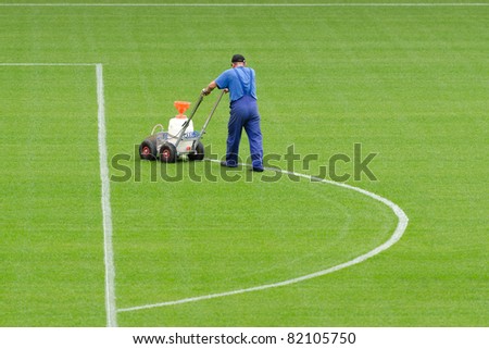 Painting lines on the pitch