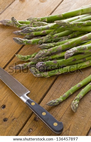 Fresh Asparagus Image of fresh cut seasonal asparagus on a rustic table
