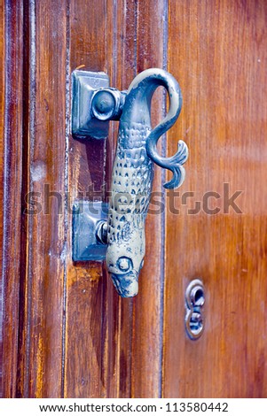 old metallic fish door knocker