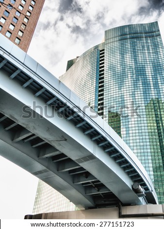 TOKYO, JAPAN - MARCH 21: Shiodome on March 21, 2015 in Tokyo, Japan. Shiodome is one of the principal financial districts of Tokyo.
