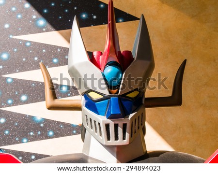 TOKYO; JAPAN - MARCH 30: Mazinger Z in Akihabara on March 30; 2015 in Tokyo; Japan. It is a long-running series of manga and anime featuring giant robots or mecha.