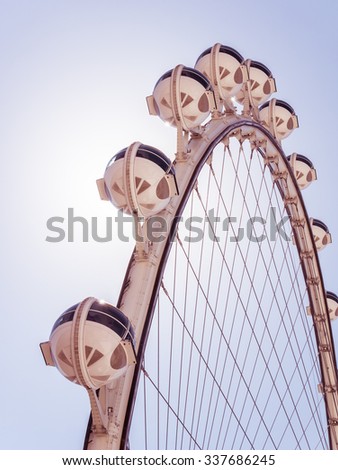 LAS VEGAS, USA - SEPTEMBER 10: High Roller ferris wheel on September 10,2015 in Las Vegas, USA.It is an internationally renowned resort city known primarily for gambling,shopping,dining and nightlife.