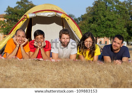 Young People Camping Italy