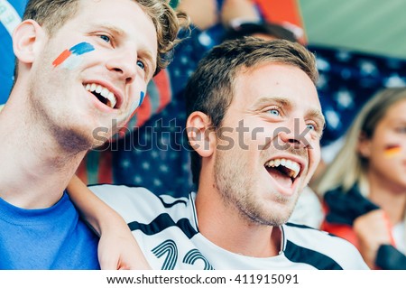 French and German fans at the stadium together