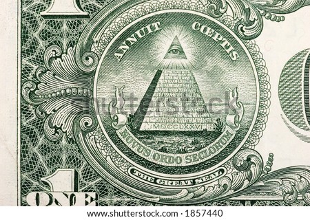 1 dollar bill pyramid. back of a one dollar bill.