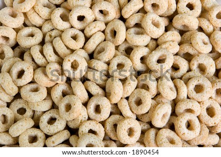 Toasted oats breakfast cereal up close, for a background image.