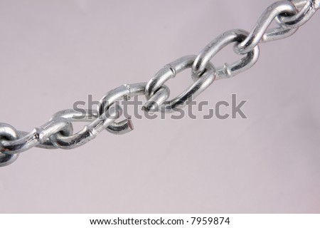 Chain with broken link on a white background