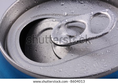 Macro view of the opened top of a beverage container
