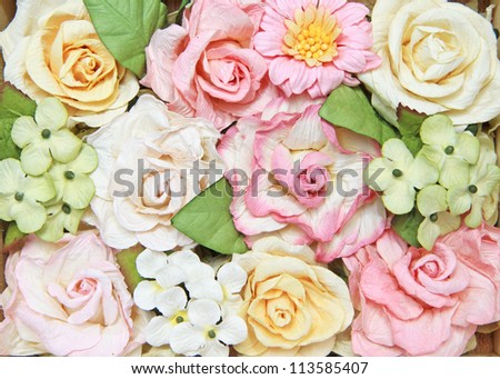 Sweet color flowers from mulberry paper