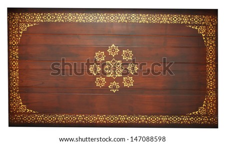 Traditional Thai style art golden painting pattern on wood