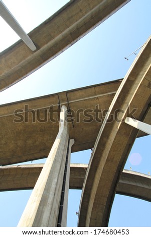 Elevated express way against blue sky background