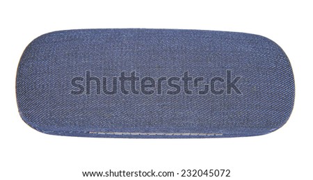 Blue jeans eyeglass case isolated on white background