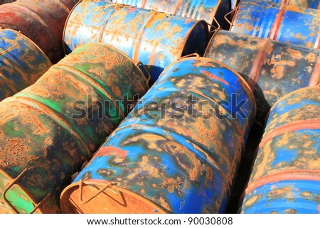 Rusty fuel and chemical drums