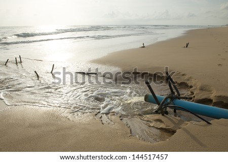 Water pollution from factory onto beach