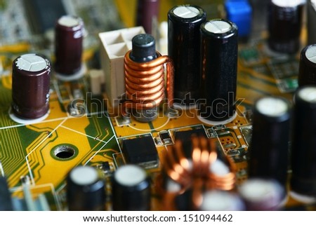 Detail of a dusty computer main board