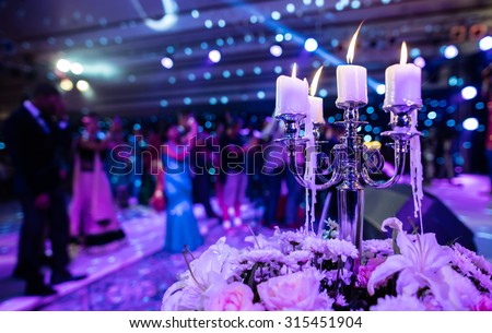 Candle at the event or wedding party with