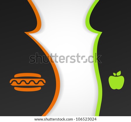 Conceptual background on the theme of obesity and healthy eating. Eps 10 - stock vector