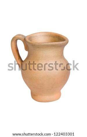 Ceramic products of foremen of Russian North. Isolated on white background