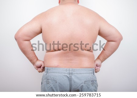 Rear view of a fat man