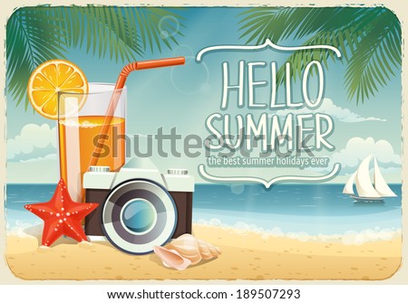 Vector summer background with holiday elements Vector summer background with holiday elements