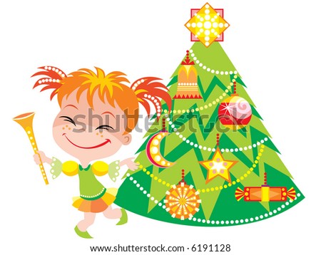 stock-vector-funny-girl-with-pipe-and-christmas-tree-6191128.jpg