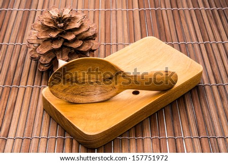 wood spoons on wood backgrounds