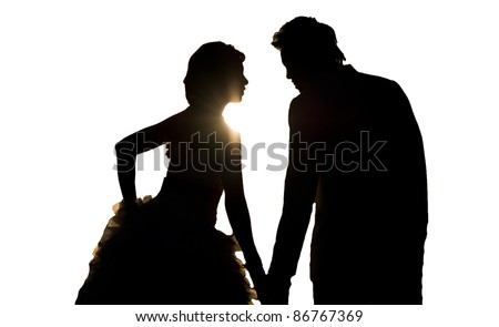 stock photo silhouette wedding on white backgrounds