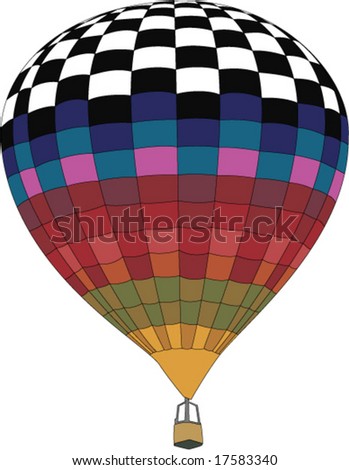 a colorful checkered hot air balloon illustration