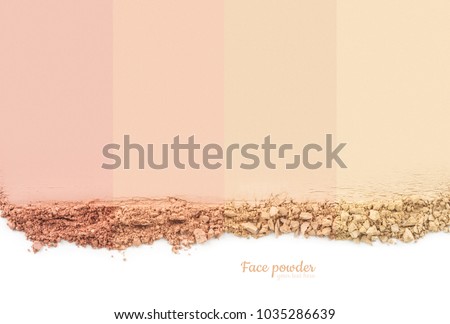 Face powder. Smears of foundation for face. Cosmetic smear. Isolated on white background