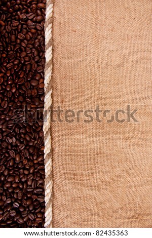 preparation for a coffee menu is made from coffee beans, string and burlap