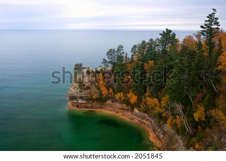 Miners Castle in fall colors at Pictured Rock National Lakeshore