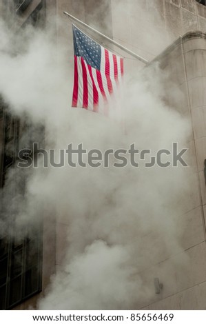 Colored flag with flag in New York City