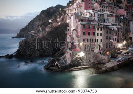 Riomaggiore ,most southern village of the five Cinque Terre, Italy