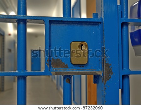 Prison door lock close up