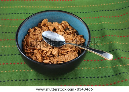 A picture of a bowl of cereal with spoon