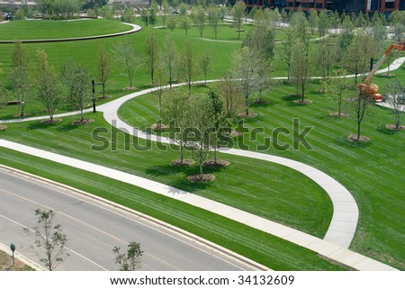A picture of winding and curving trails in Gold Medal Park