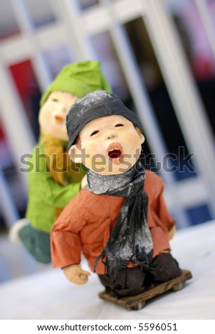 Korean Folk Art, miniature Clay dolls dressed in traditional costume