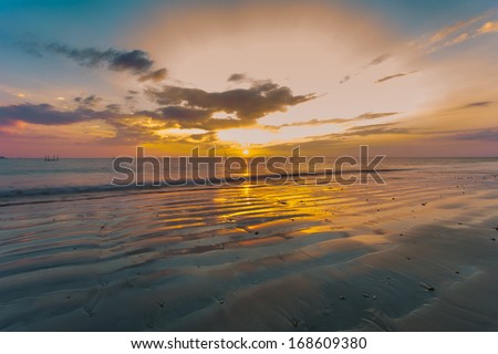 Sea scape with Sun down