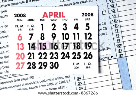 Small Calendar Noting the Tax Deadline Date